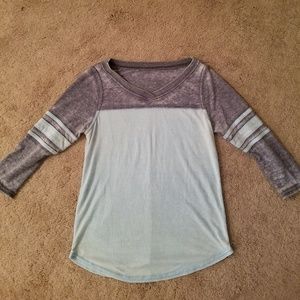 Soft blue baseball tee